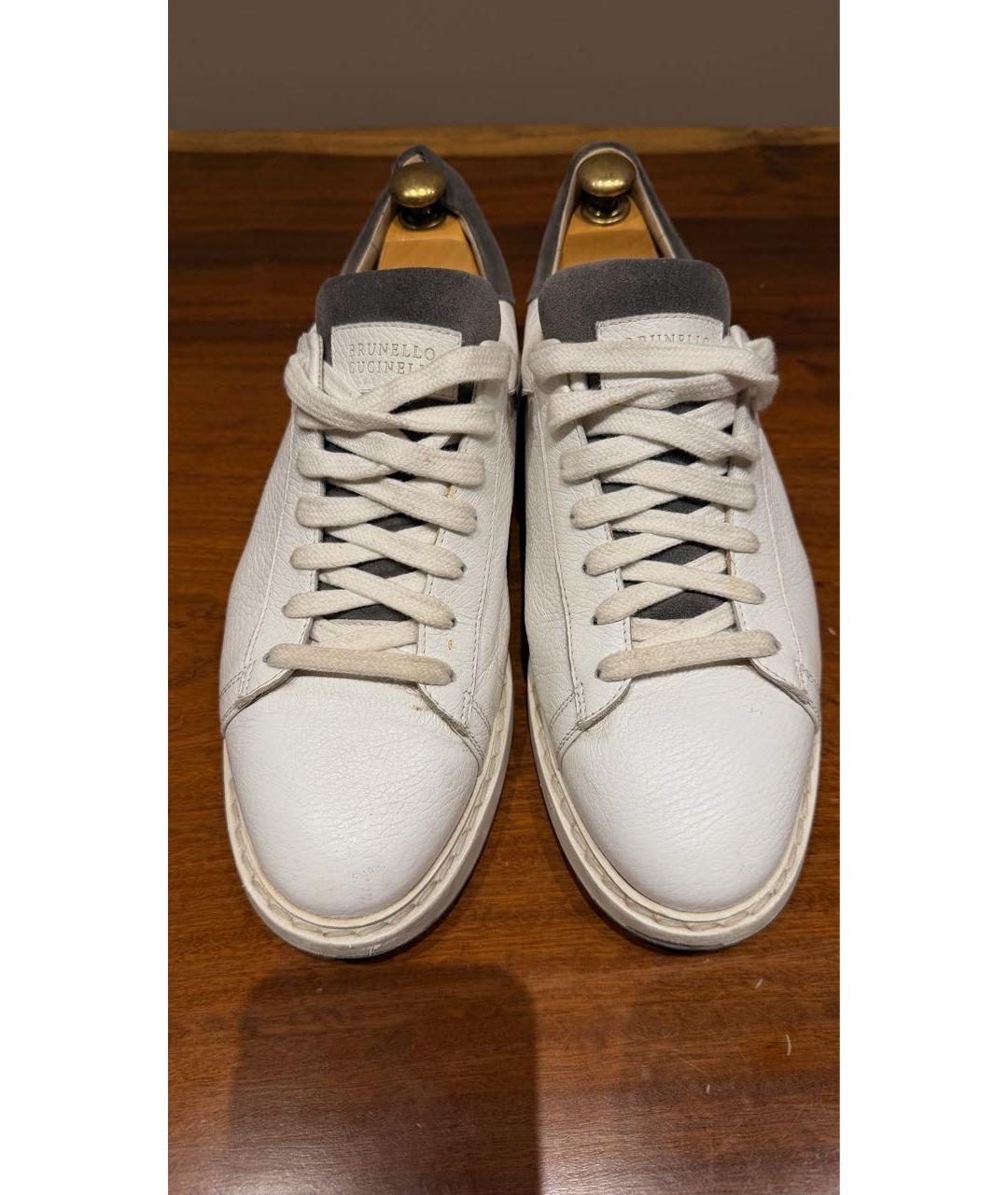 BRUNELLO CUCINELLI Белые кожаные низкие кроссовки / кеды, фото 2
