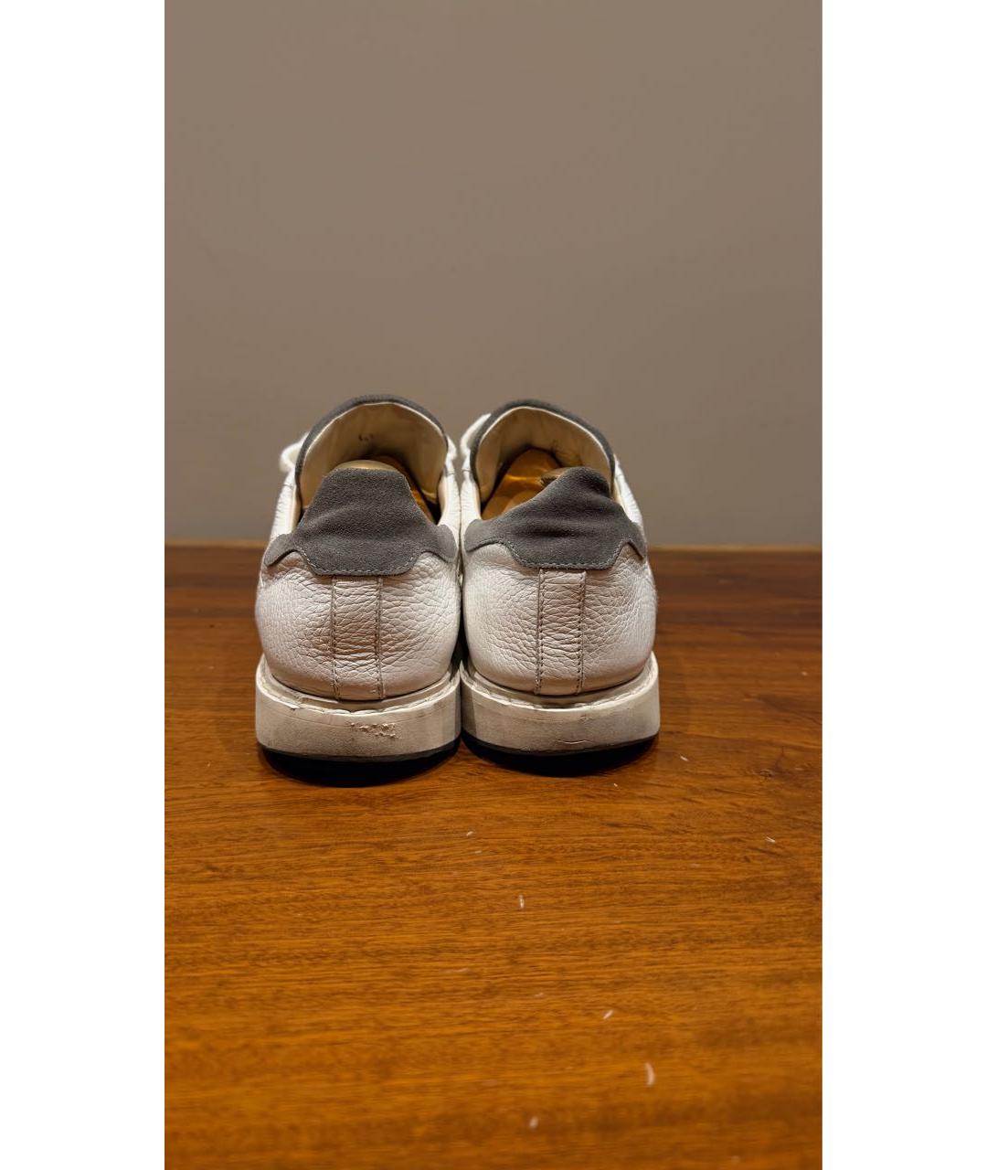 BRUNELLO CUCINELLI Белые кожаные низкие кроссовки / кеды, фото 4