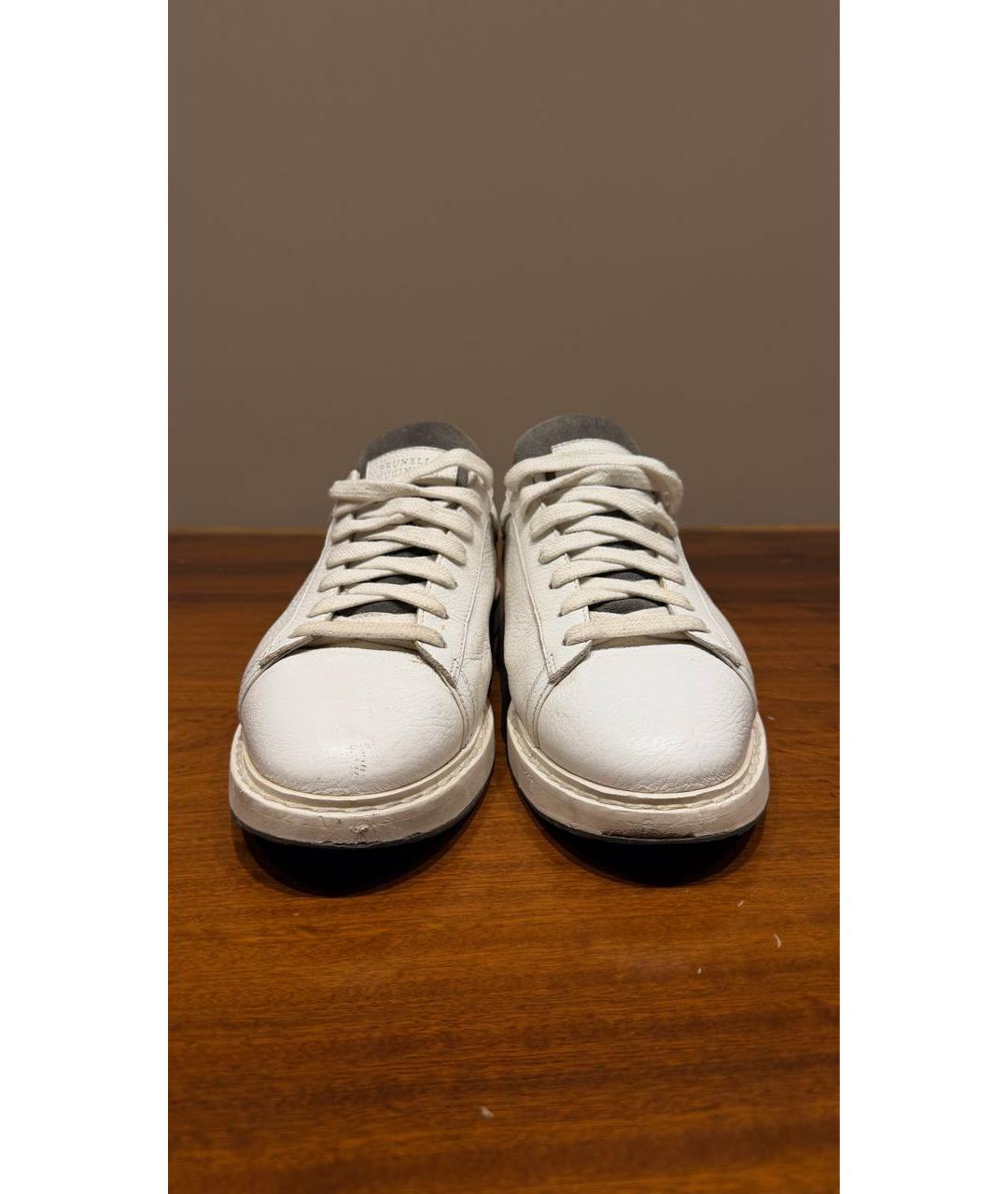 BRUNELLO CUCINELLI Белые кожаные низкие кроссовки / кеды, фото 3
