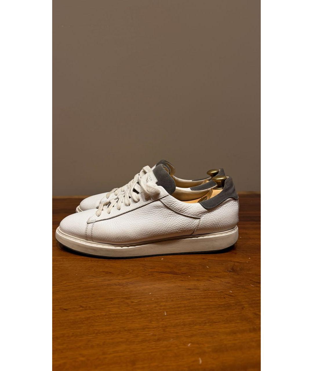 BRUNELLO CUCINELLI Белые кожаные низкие кроссовки / кеды, фото 6