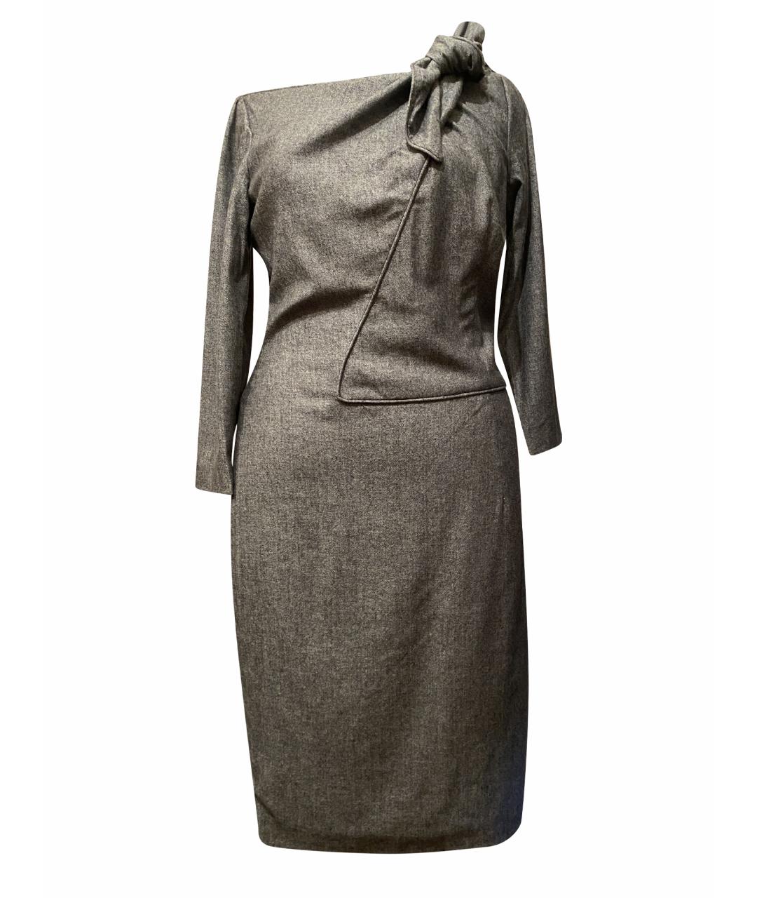 CAROLINA HERRERA Серое шерстяное повседневное платье, фото 1