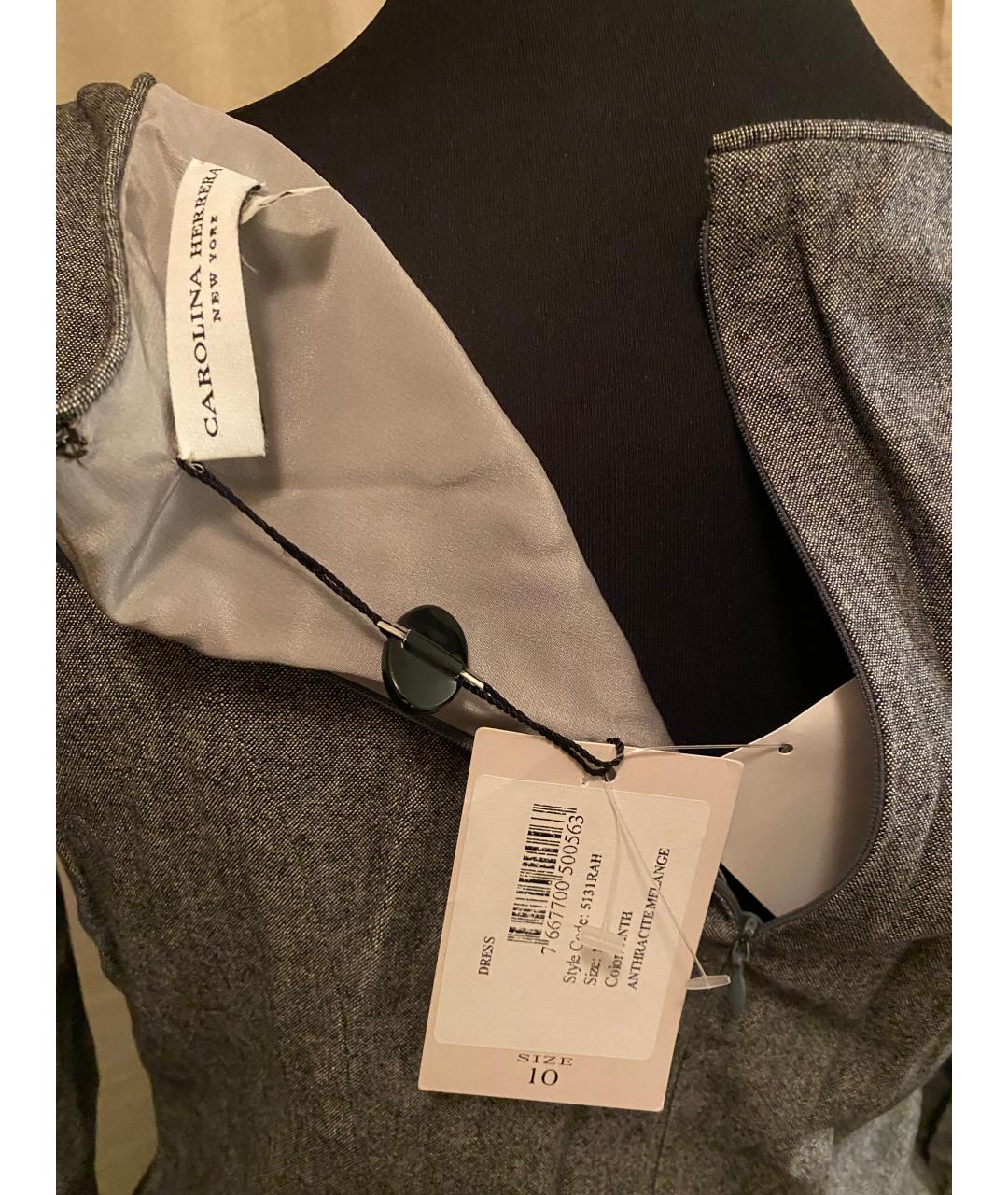 CAROLINA HERRERA Серое шерстяное повседневное платье, фото 3