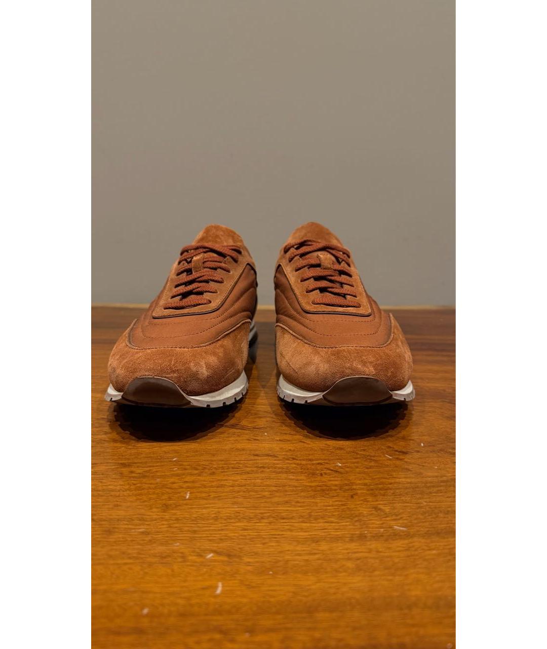 LORO PIANA Коричневые замшевые низкие кроссовки / кеды, фото 3