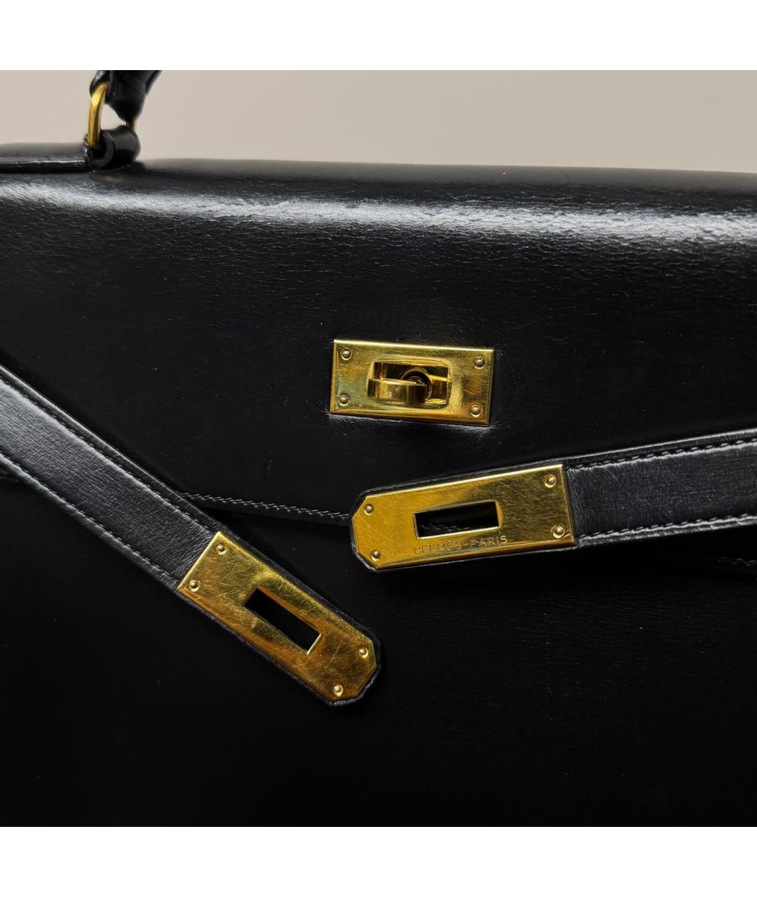 HERMES Черная кожаная сумка с короткими ручками, фото 4