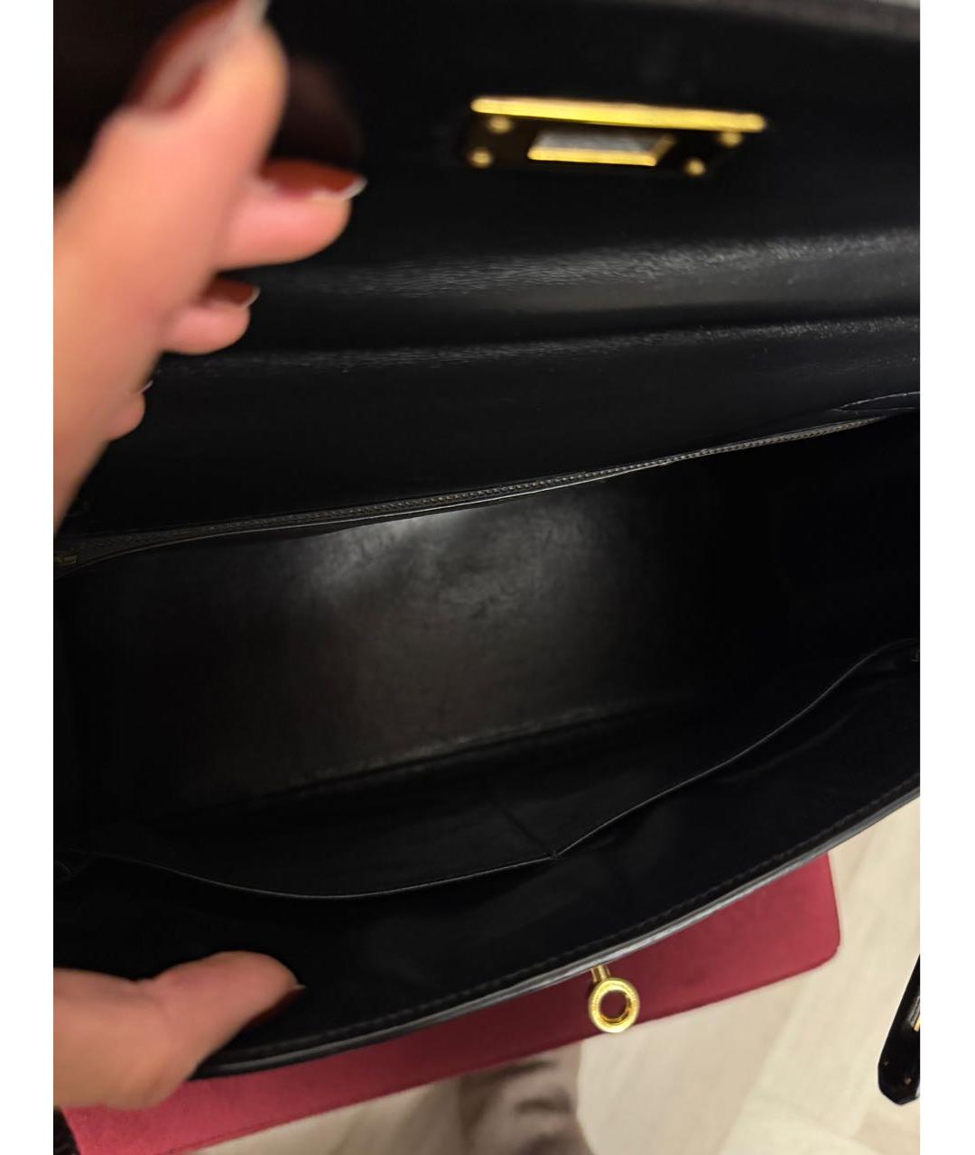 HERMES Черная кожаная сумка с короткими ручками, фото 7