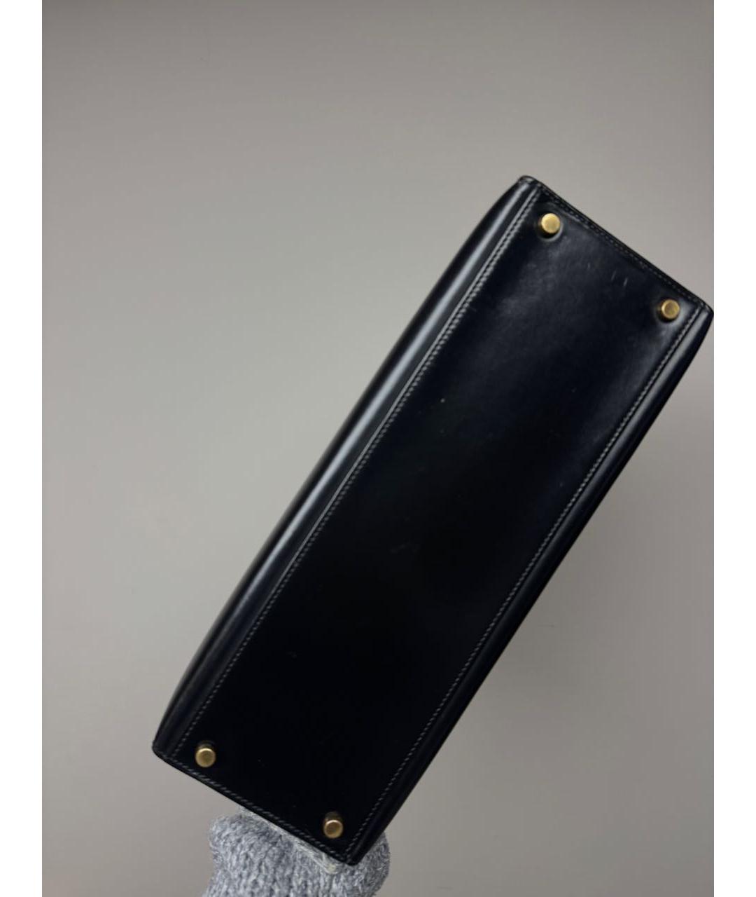 HERMES Черная кожаная сумка с короткими ручками, фото 6