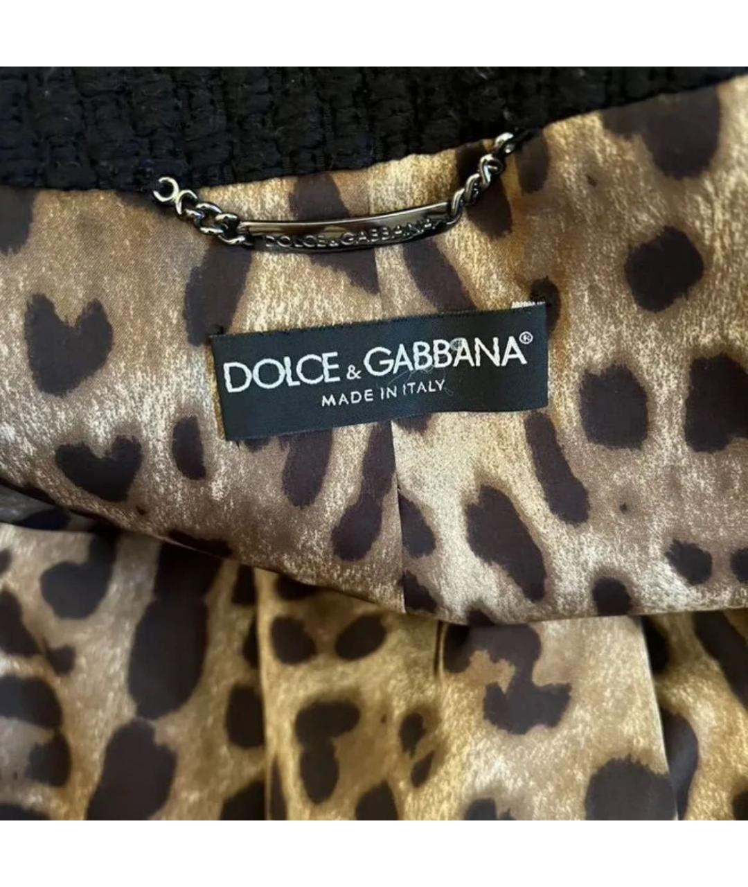 DOLCE&GABBANA Черное твидовое пальто, фото 2