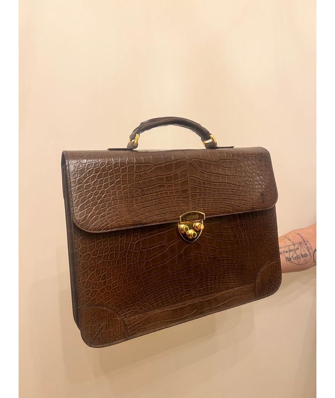 Castello d'Oro Коричневый портфель из экзотической кожи, фото 2