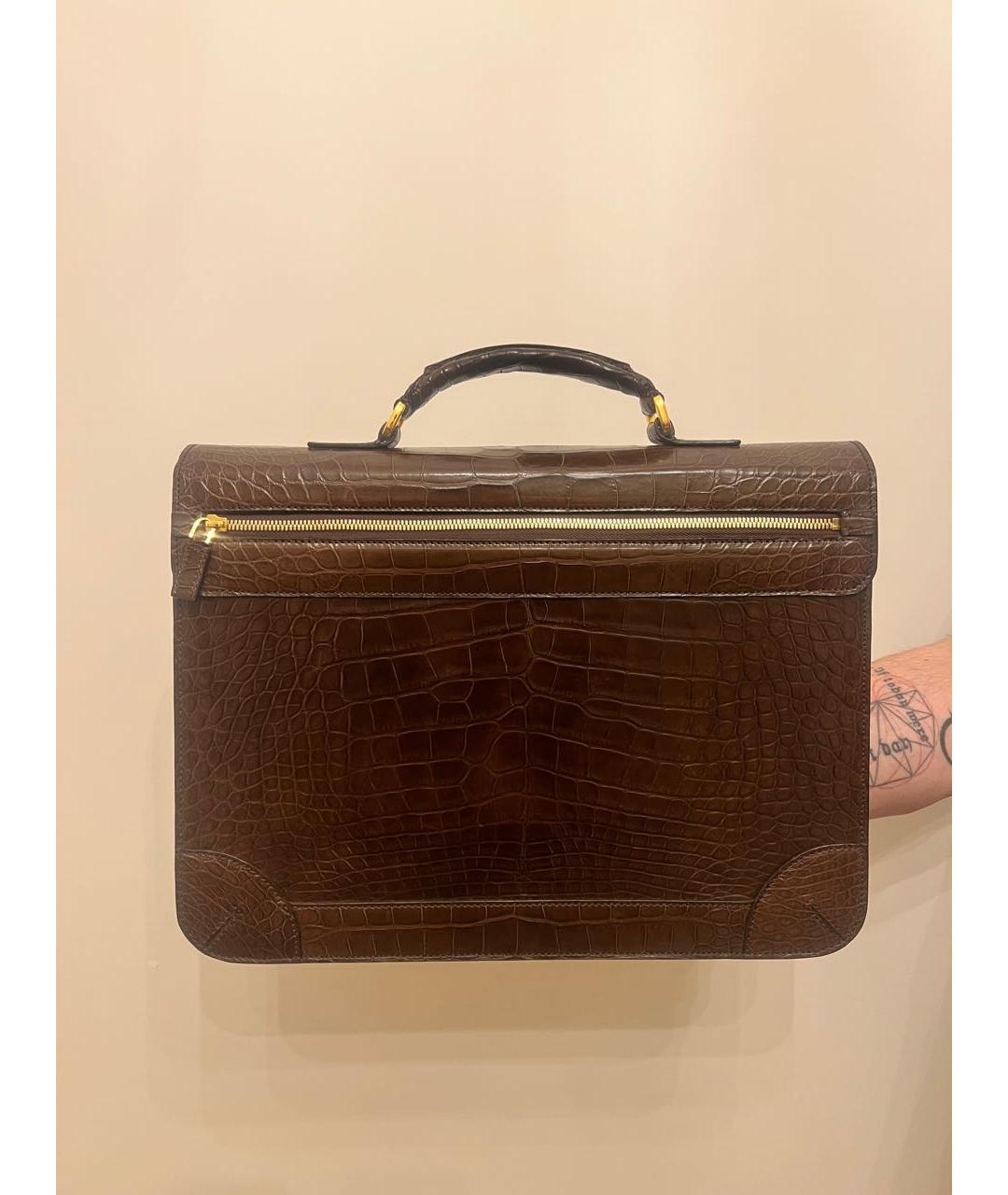 Castello d'Oro Коричневый портфель из экзотической кожи, фото 3