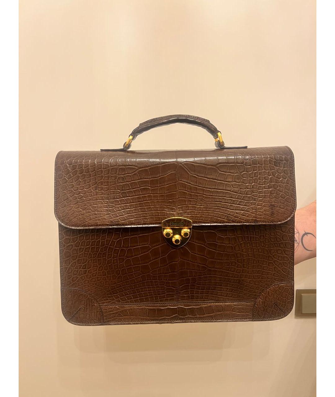 Castello d'Oro Коричневый портфель из экзотической кожи, фото 4