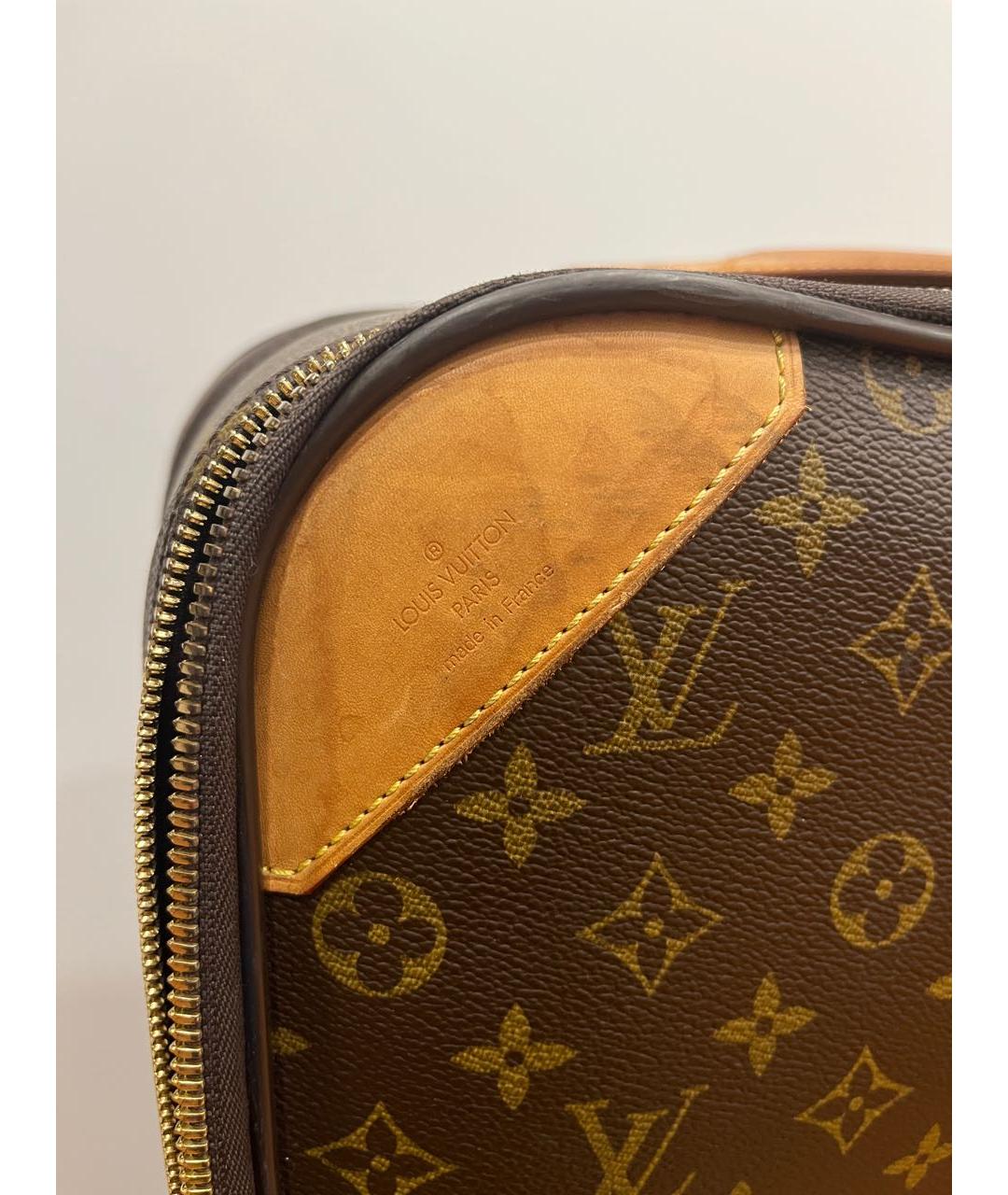 LOUIS VUITTON Коричневый кожаный чемодан, фото 7