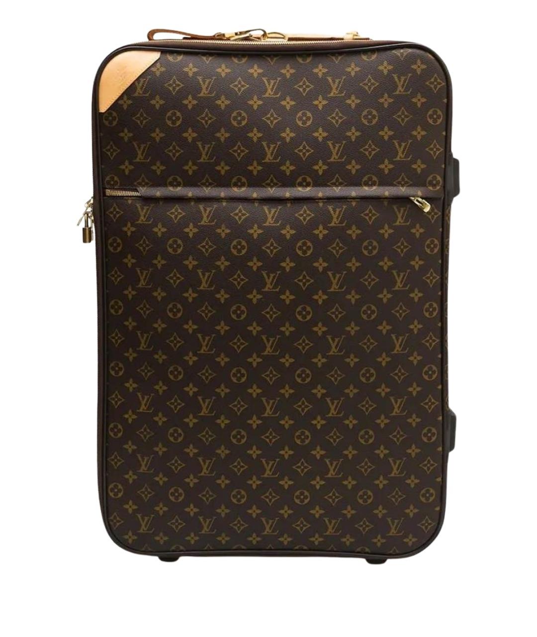 LOUIS VUITTON Коричневый кожаный чемодан, фото 1