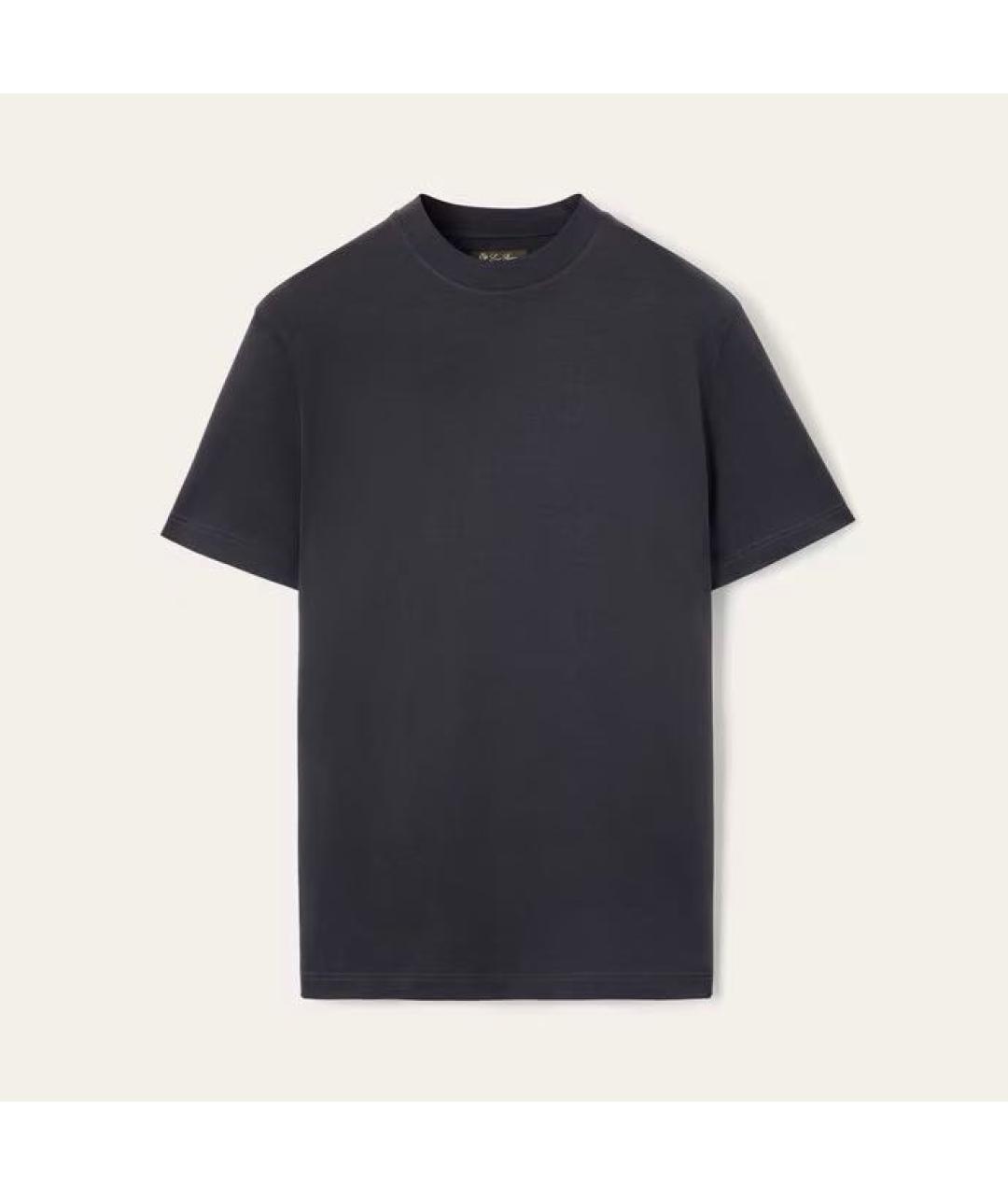 LORO PIANA Темно-синяя хлопковая футболка, фото 5
