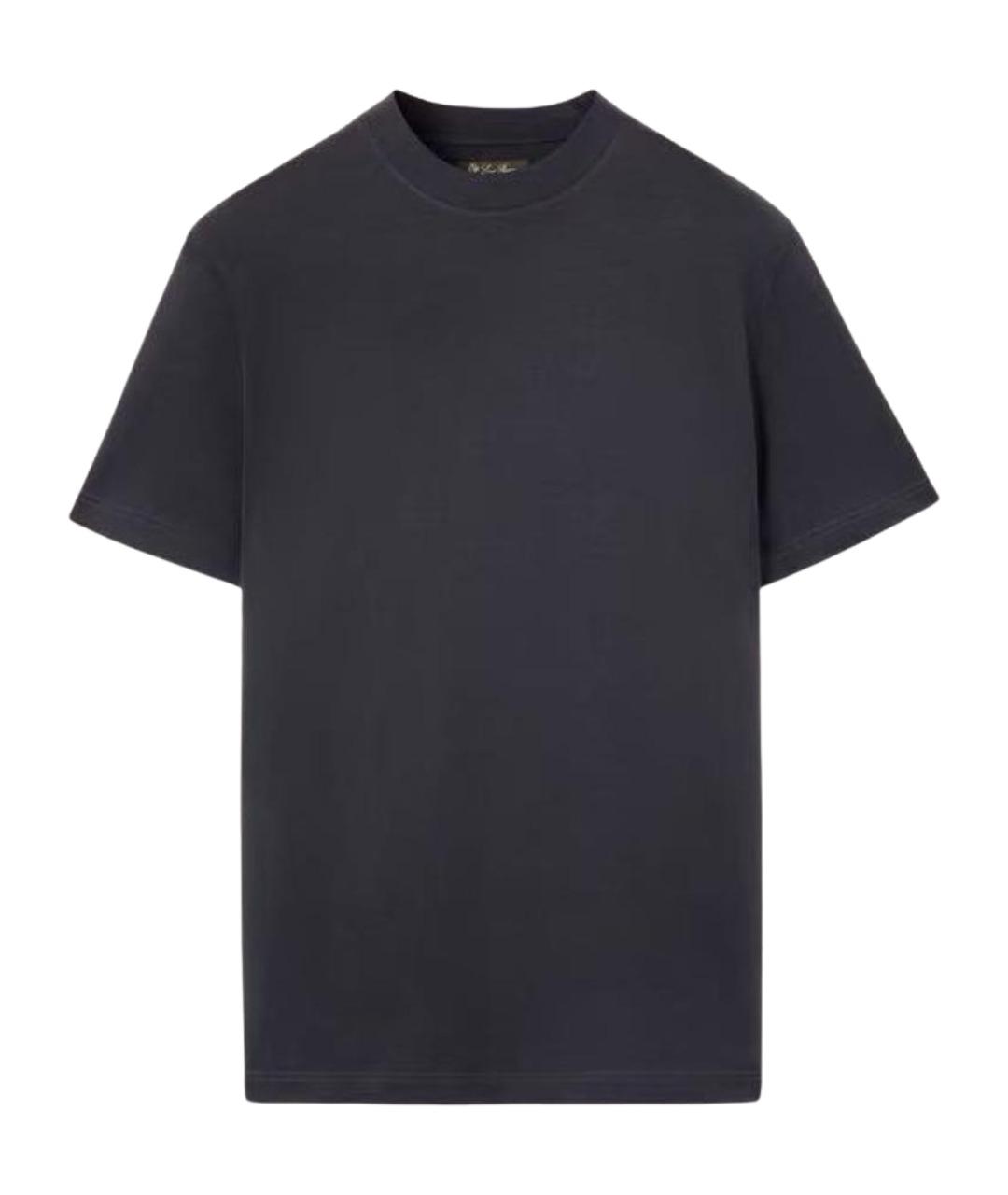 LORO PIANA Темно-синяя хлопковая футболка, фото 1