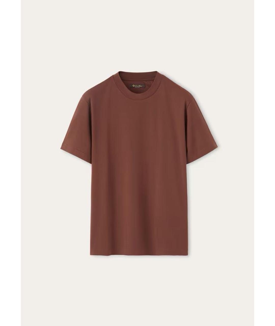 LORO PIANA Коричневая хлопковая футболка, фото 4