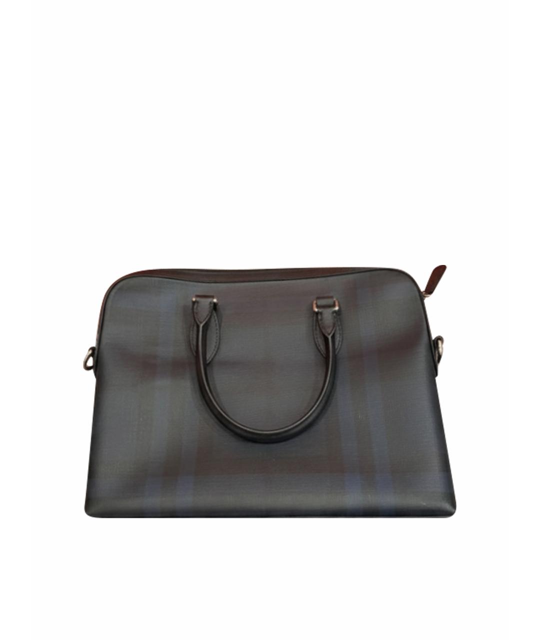 BURBERRY Темно-синий кожаный портфель, фото 1