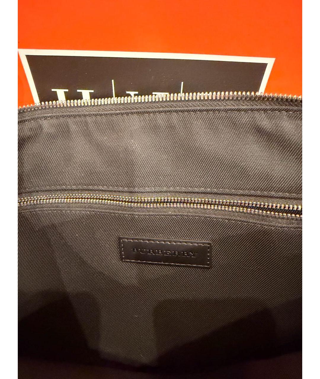 BURBERRY Темно-синий кожаный портфель, фото 2