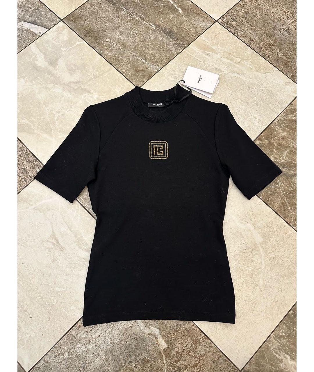 BALMAIN Черная хлопко-эластановая майка, фото 2