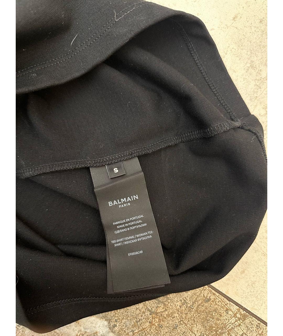 BALMAIN Черная хлопко-эластановая майка, фото 5