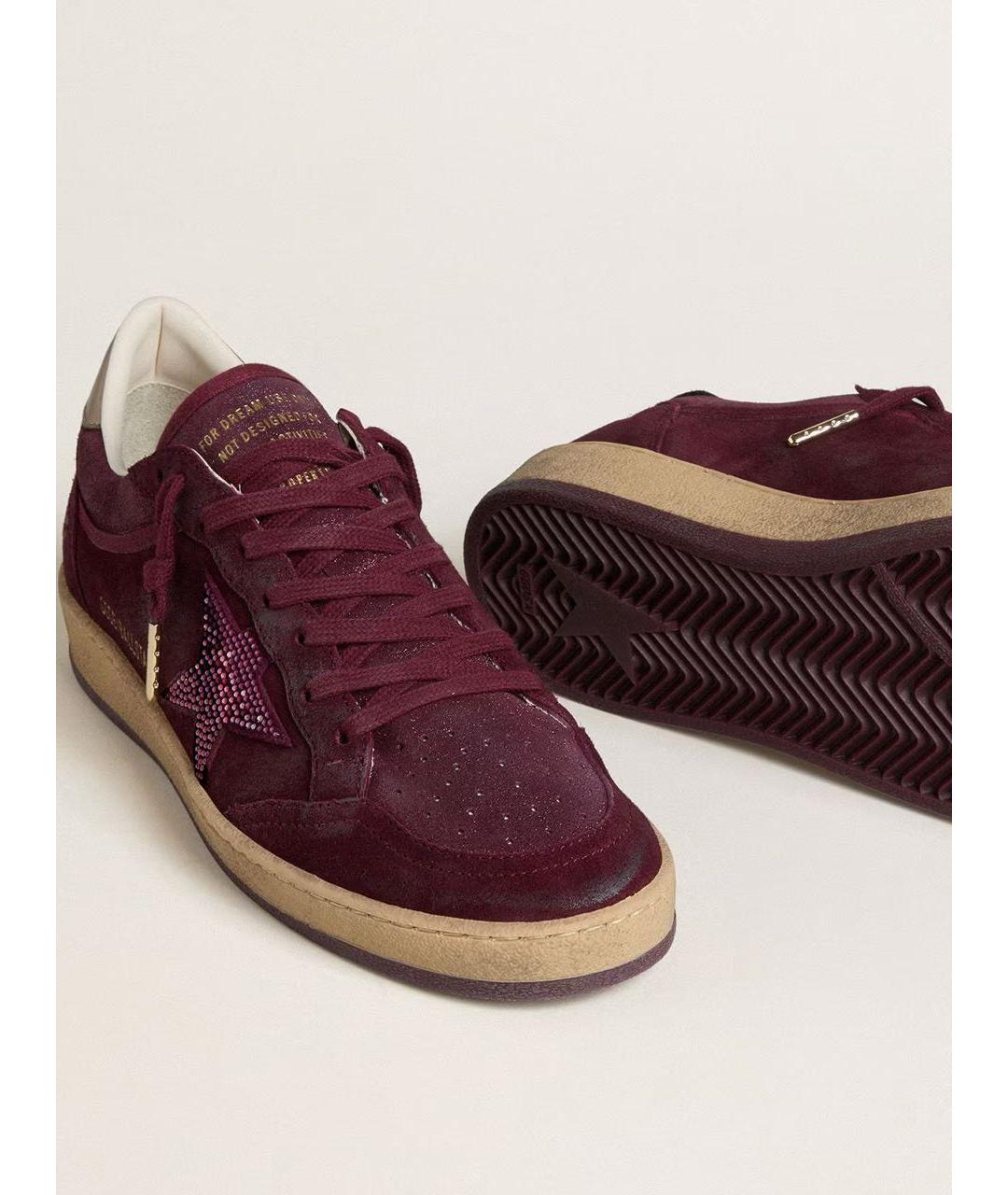 GOLDEN GOOSE DELUXE BRAND Бордовые кожаные кроссовки, фото 4