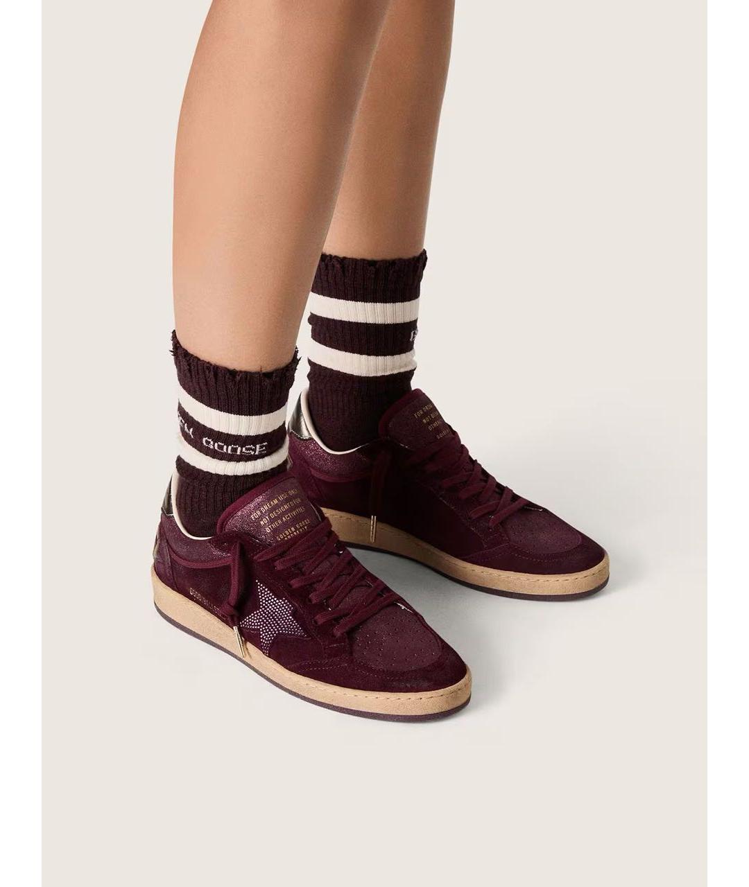 GOLDEN GOOSE DELUXE BRAND Бордовые кожаные кроссовки, фото 3