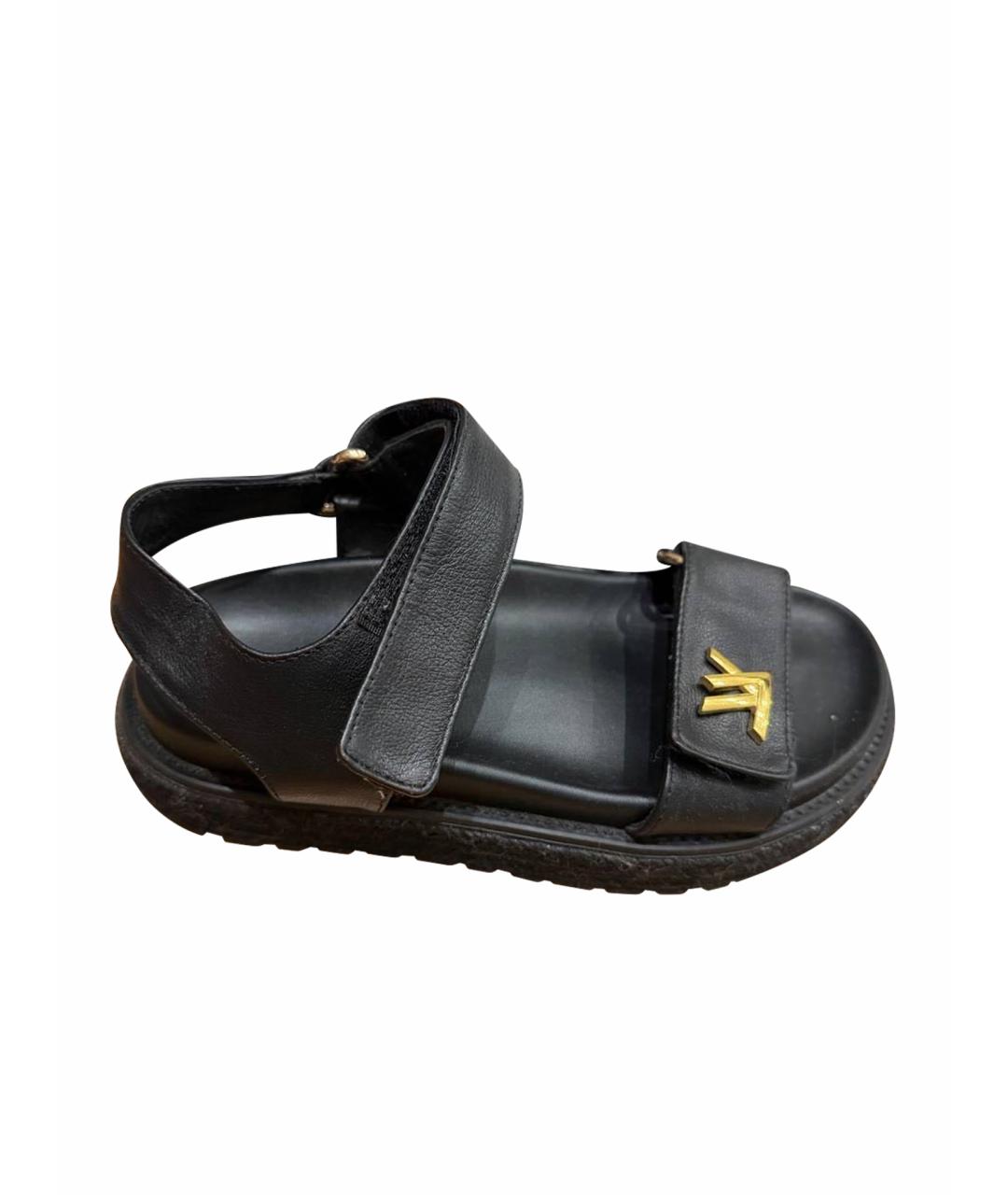 LOUIS VUITTON Черные кожаные сандалии, фото 6