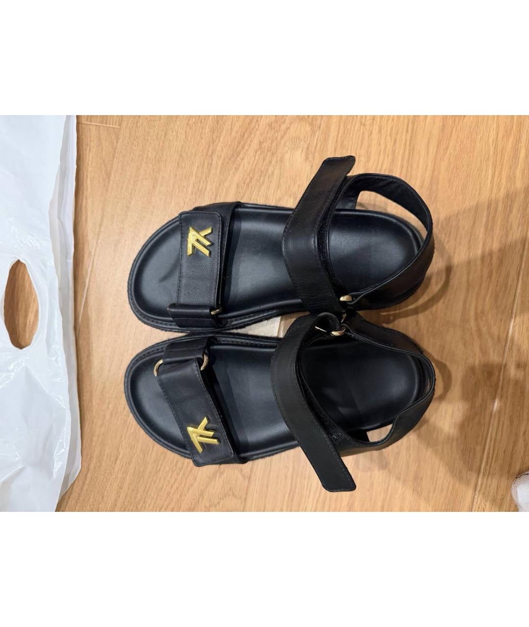 LOUIS VUITTON Черные кожаные сандалии, фото 3