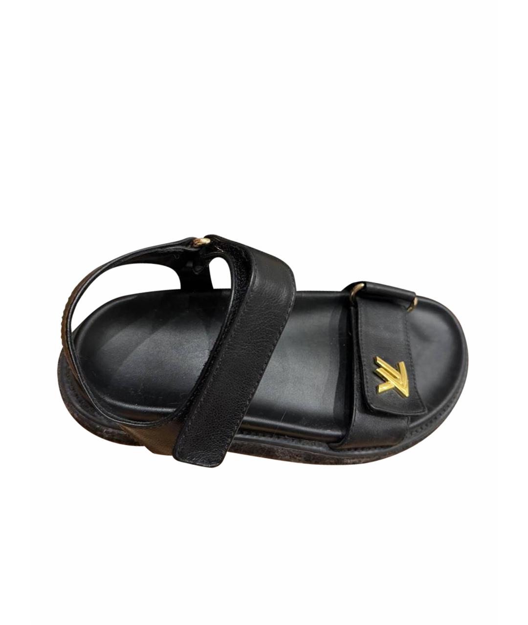LOUIS VUITTON Черные кожаные сандалии, фото 1