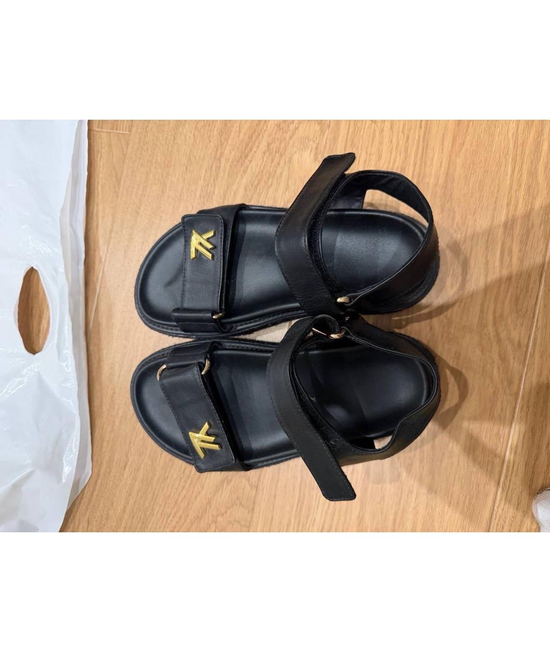 LOUIS VUITTON Черные кожаные сандалии, фото 4