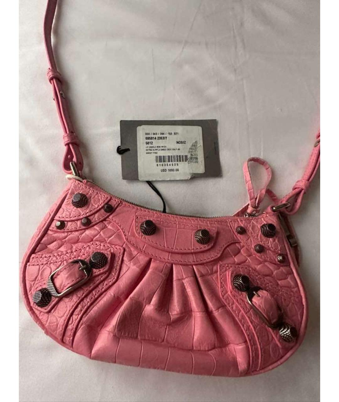 BALENCIAGA Розовая кожаная сумка через плечо, фото 4