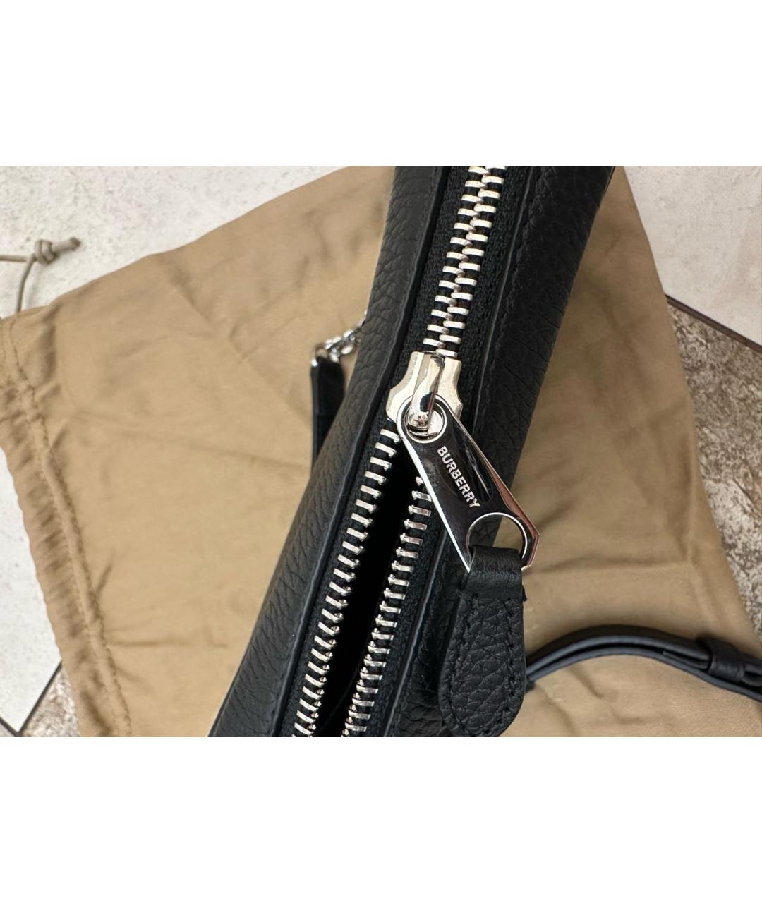 BURBERRY Черная кожаная сумка через плечо, фото 5