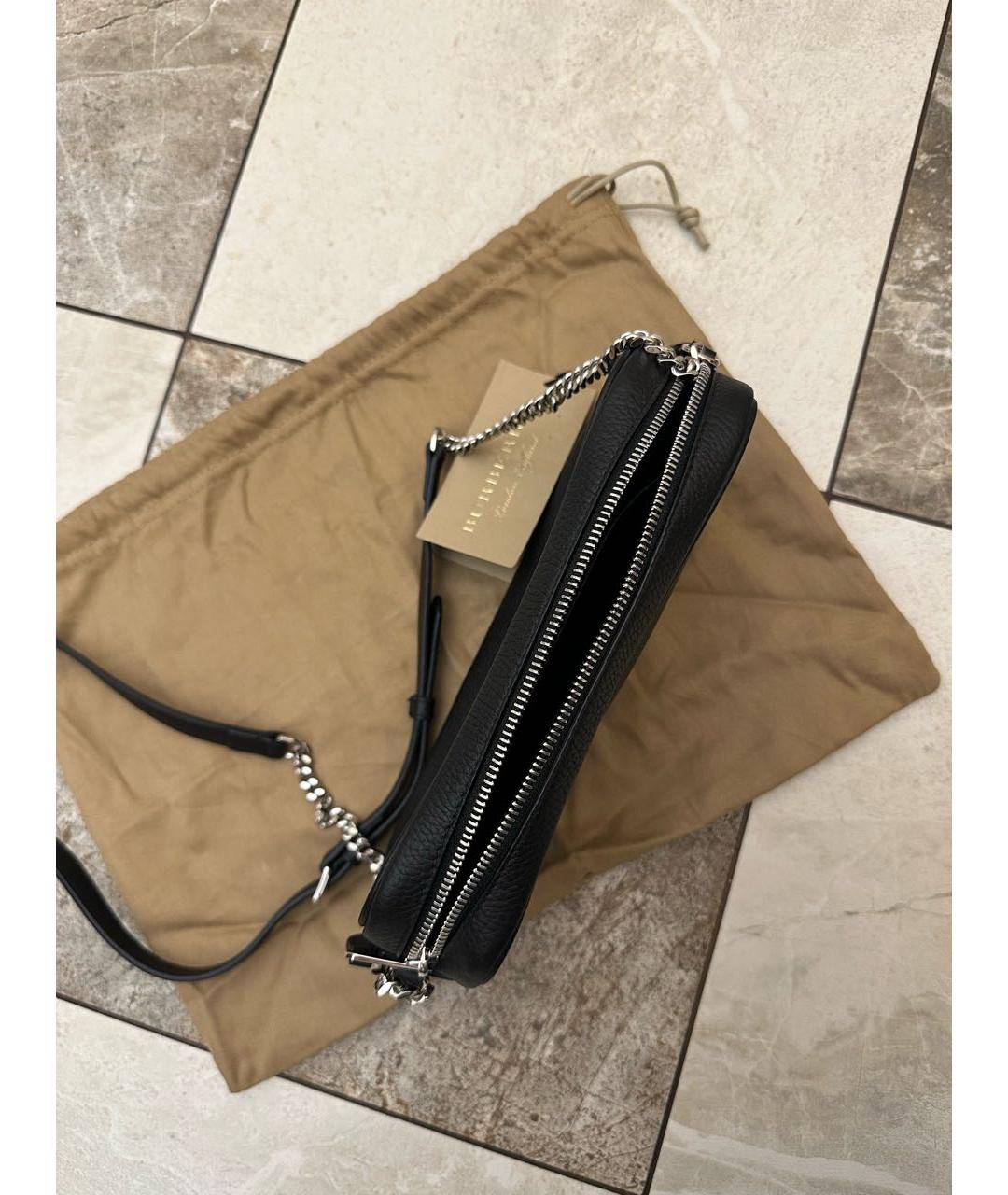 BURBERRY Черная кожаная сумка через плечо, фото 4