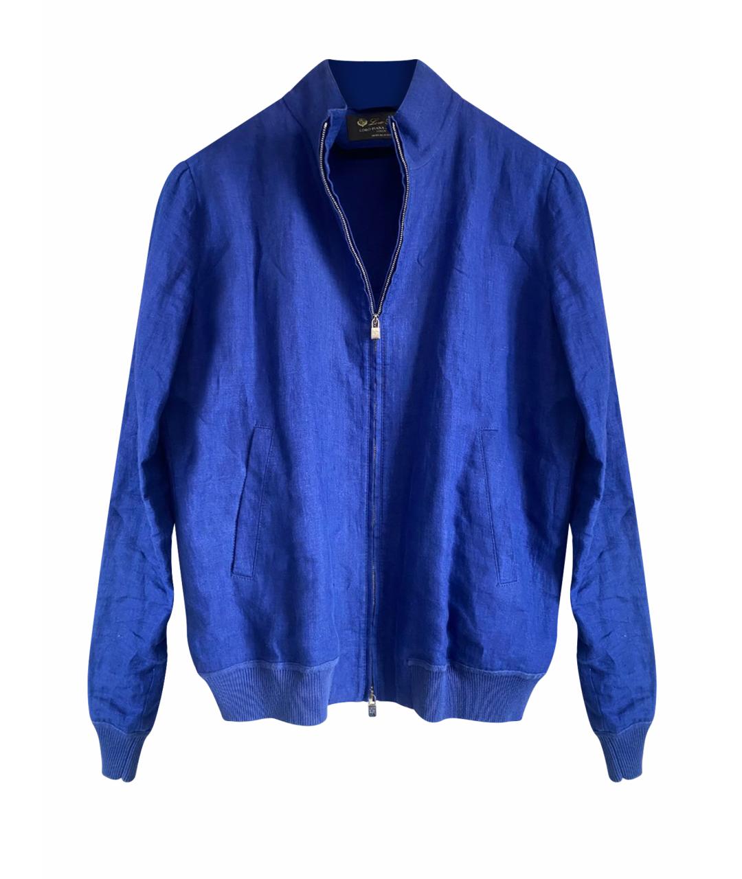 LORO PIANA Синий льняной жакет/пиджак, фото 1