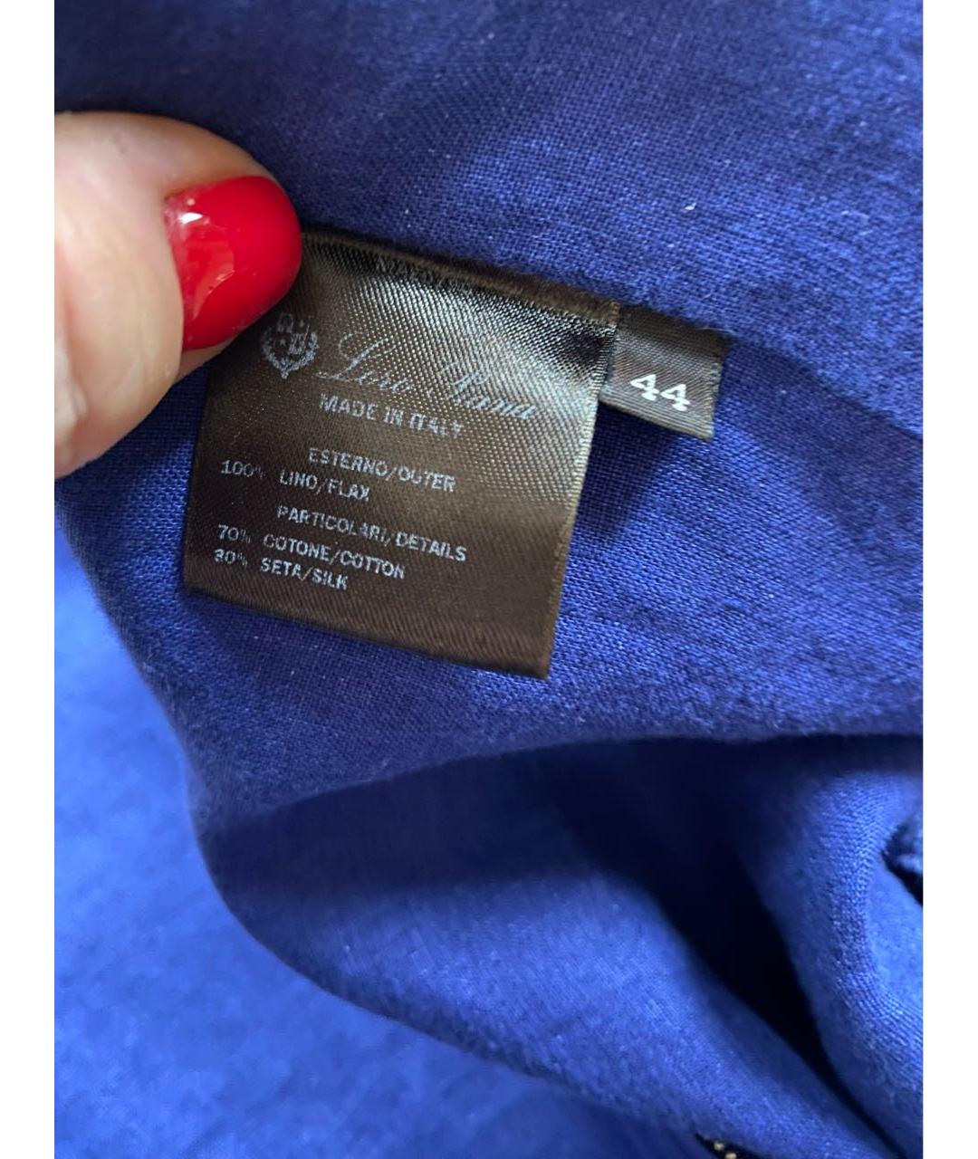 LORO PIANA Синий льняной жакет/пиджак, фото 7