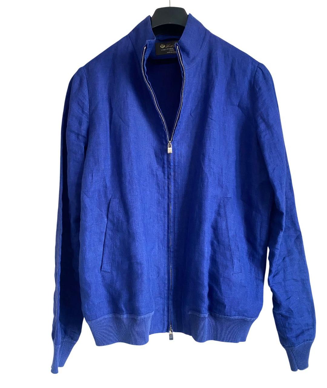 LORO PIANA Синий льняной жакет/пиджак, фото 8