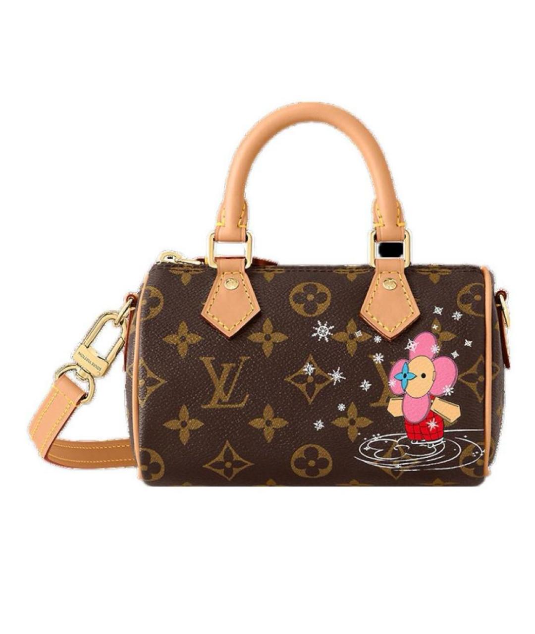 LOUIS VUITTON Коричневая кожаная сумка через плечо, фото 8