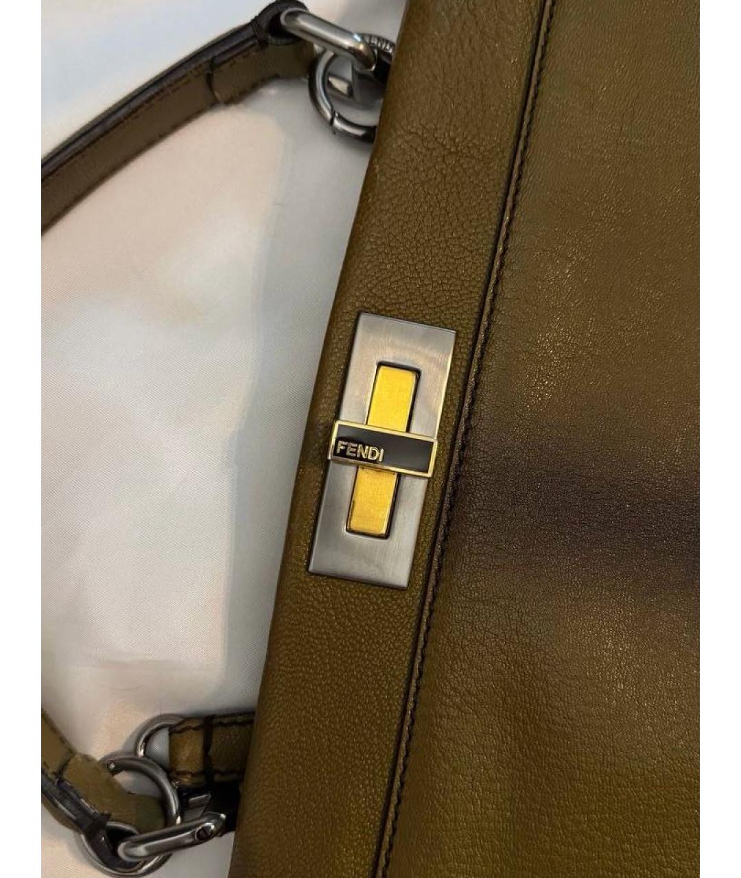 FENDI Коричневая кожаная сумка с короткими ручками, фото 6