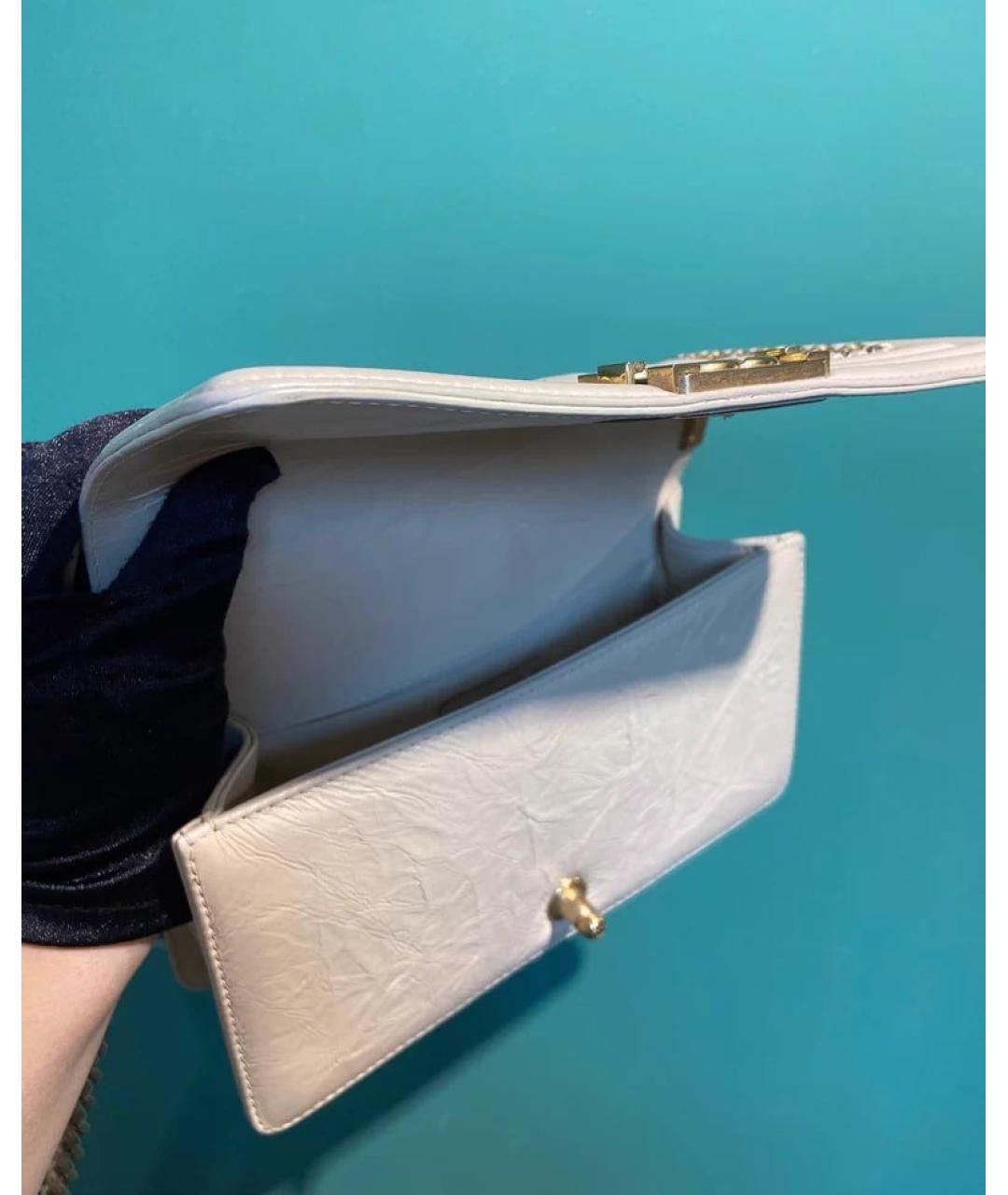CHANEL Белая кожаная сумка через плечо, фото 4
