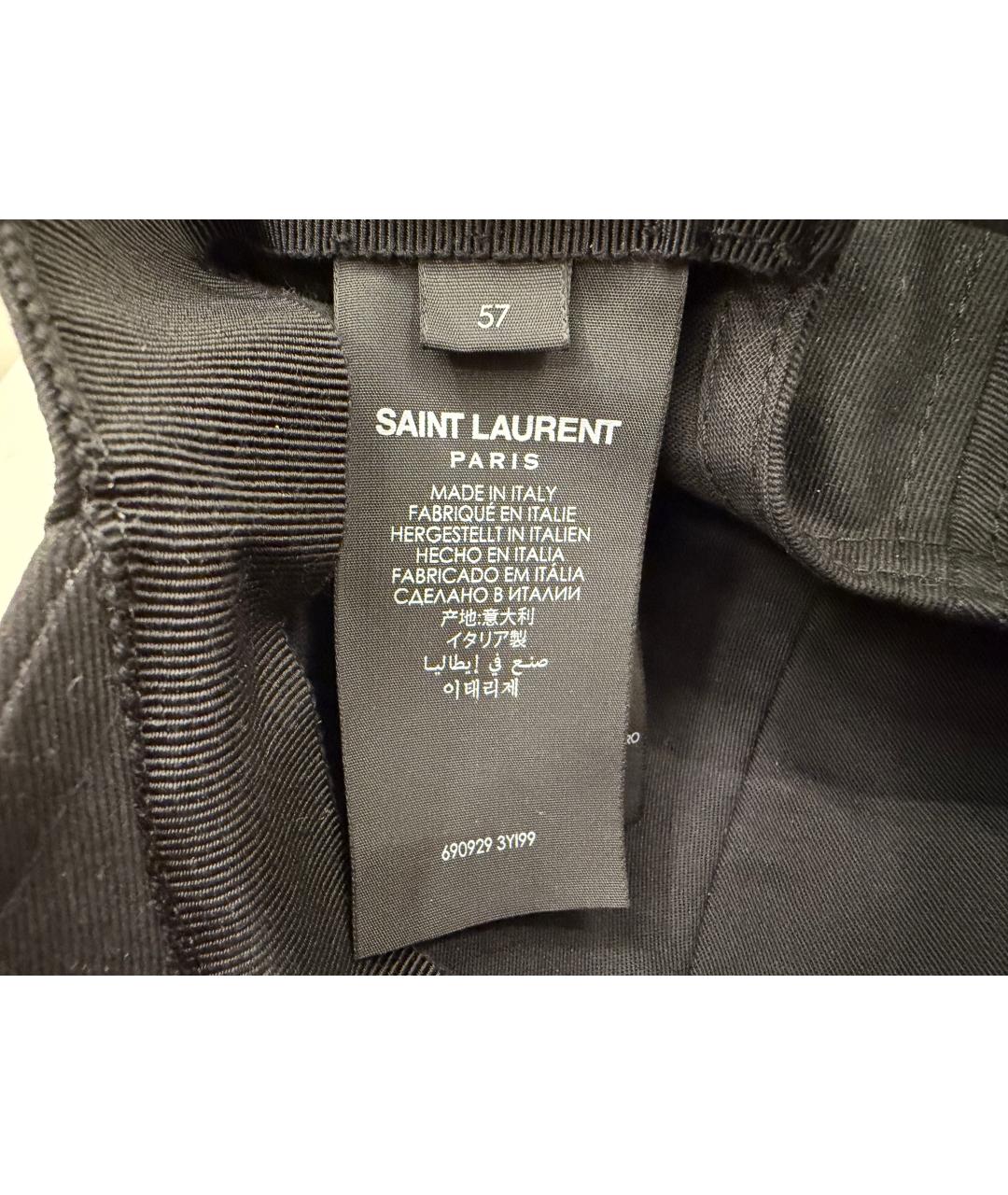 SAINT LAURENT Черная хлопковая кепка, фото 6