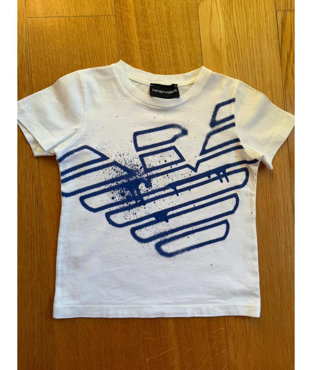EMPORIO ARMANI Синяя хлопковая детская футболка, фото 4