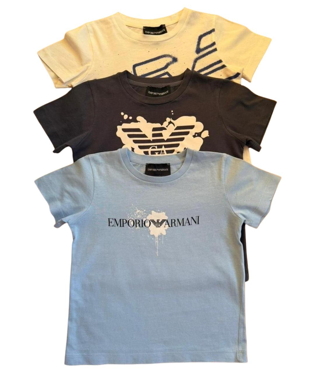 EMPORIO ARMANI Синяя хлопковая детская футболка, фото 1