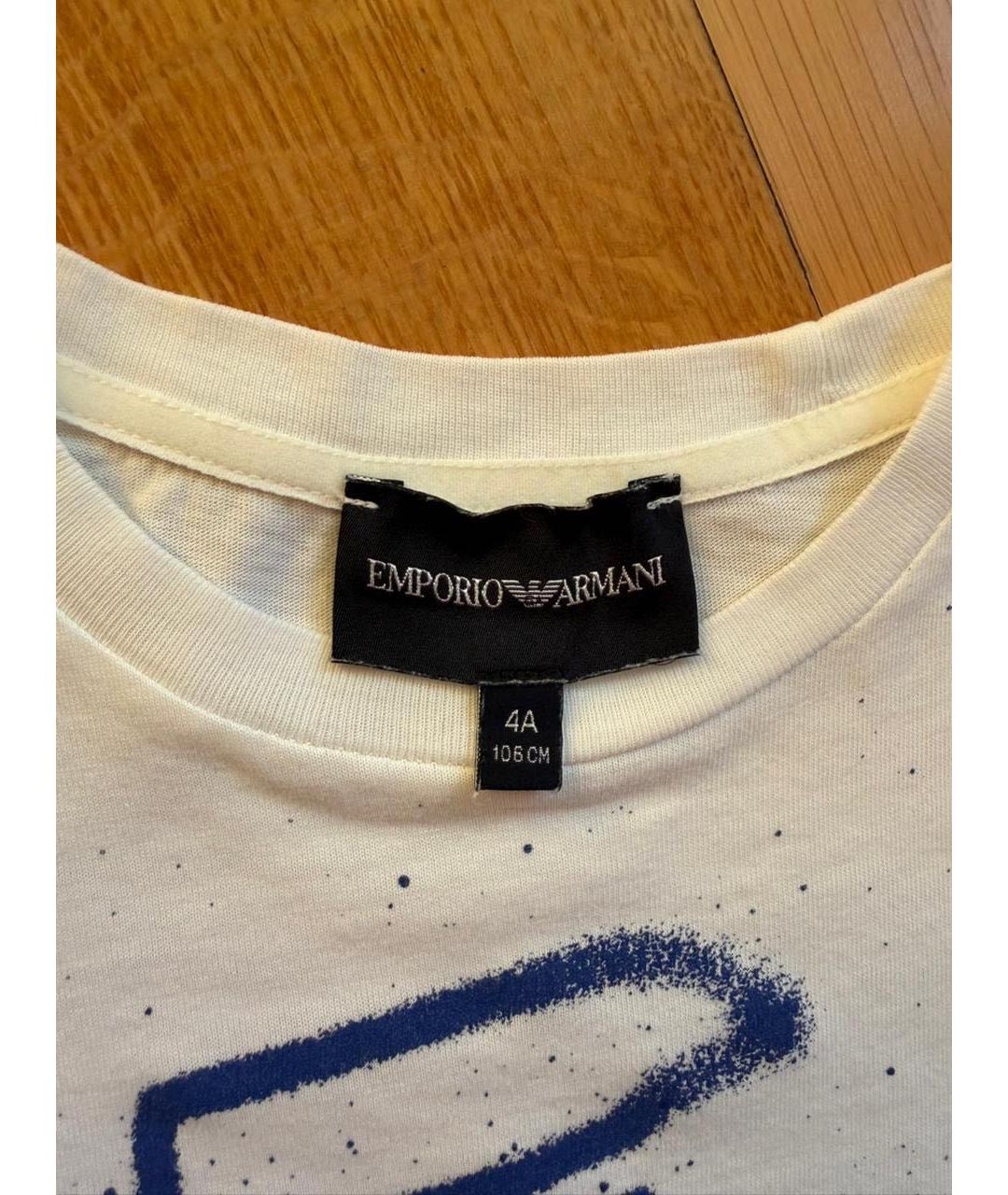 EMPORIO ARMANI Синяя хлопковая детская футболка, фото 6