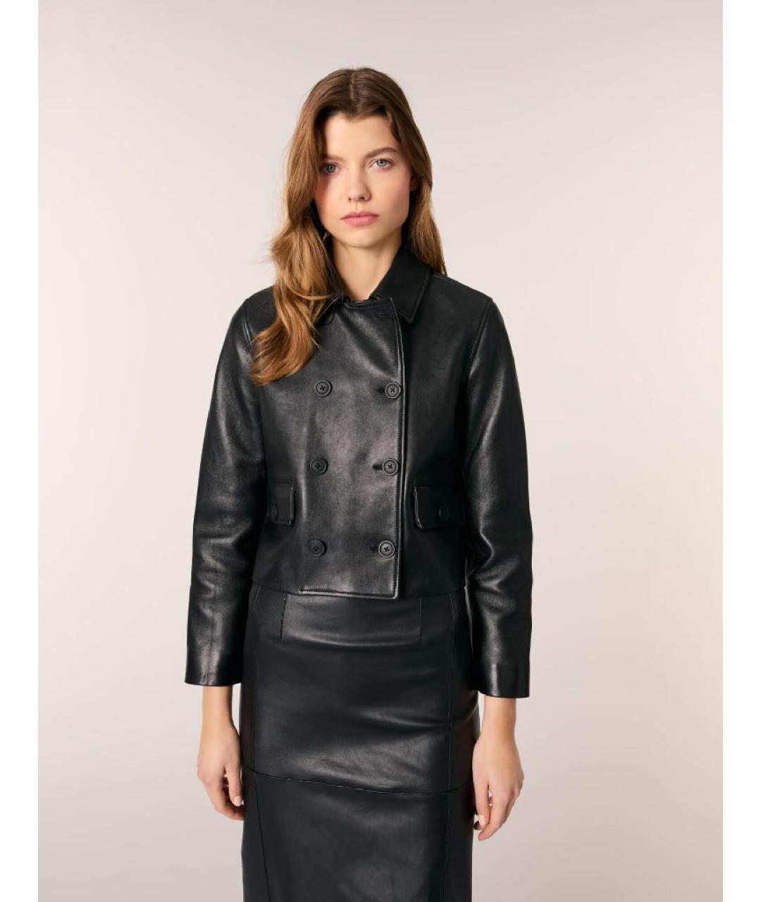 MAJE Черная кожаная куртка, фото 7