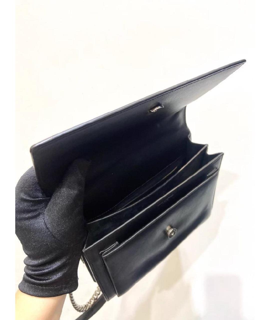 SAINT LAURENT Черная кожаная сумка через плечо, фото 5