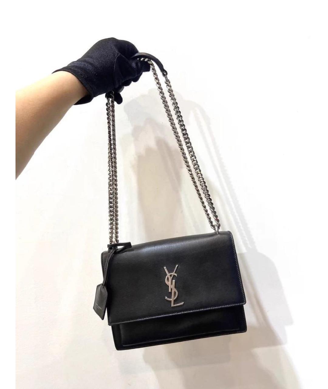 SAINT LAURENT Черная кожаная сумка через плечо, фото 8