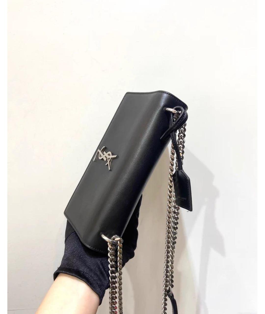 SAINT LAURENT Черная кожаная сумка через плечо, фото 7