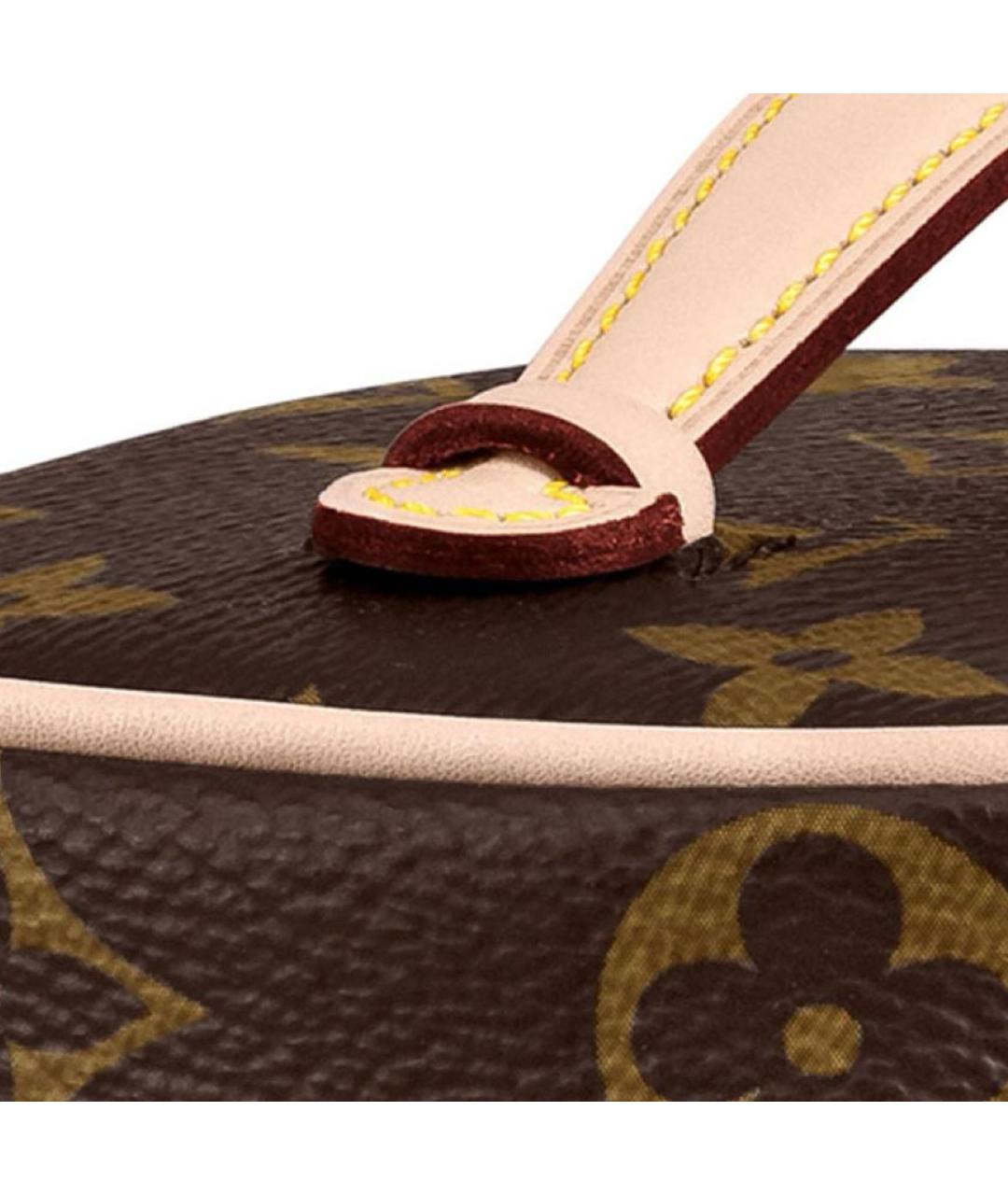 LOUIS VUITTON Коричневая кожаная косметичка, фото 5