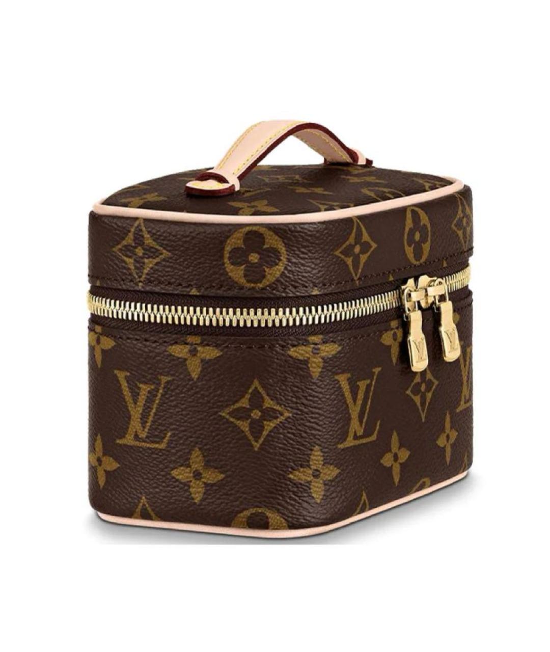 LOUIS VUITTON Коричневая кожаная косметичка, фото 3