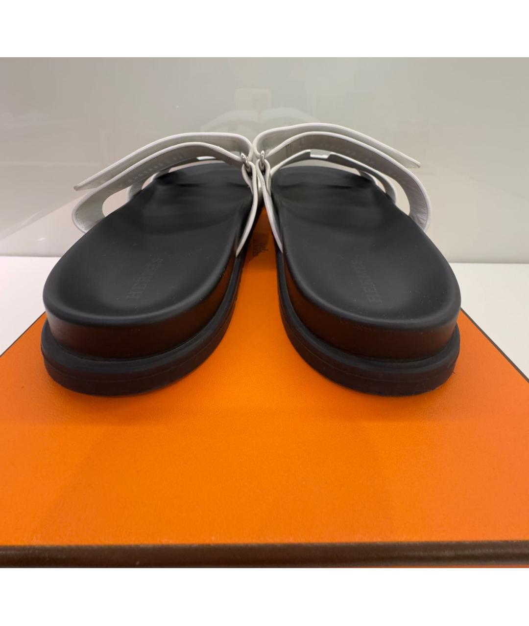 HERMES Белые кожаные сандалии, фото 4