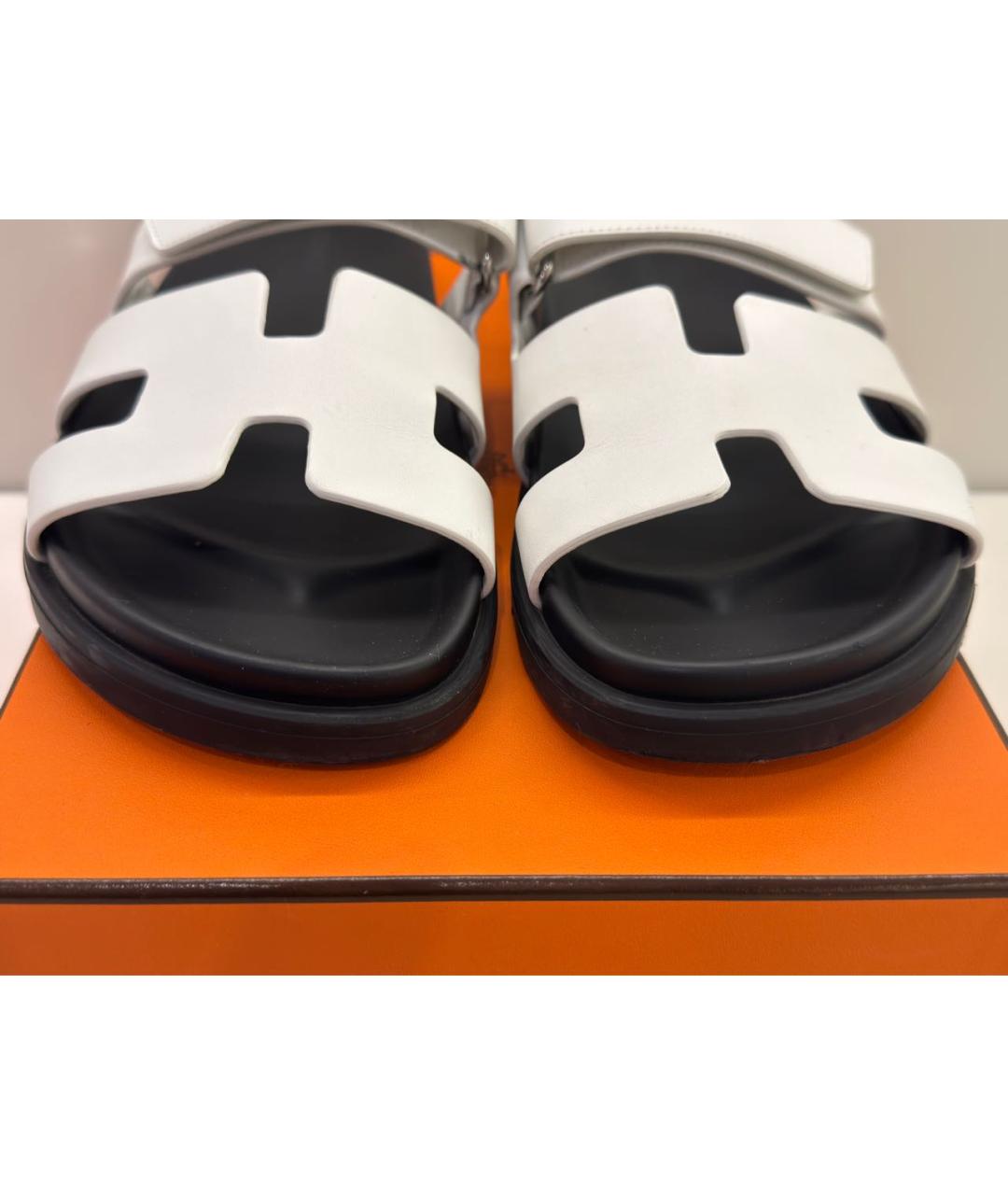 HERMES Белые кожаные сандалии, фото 5